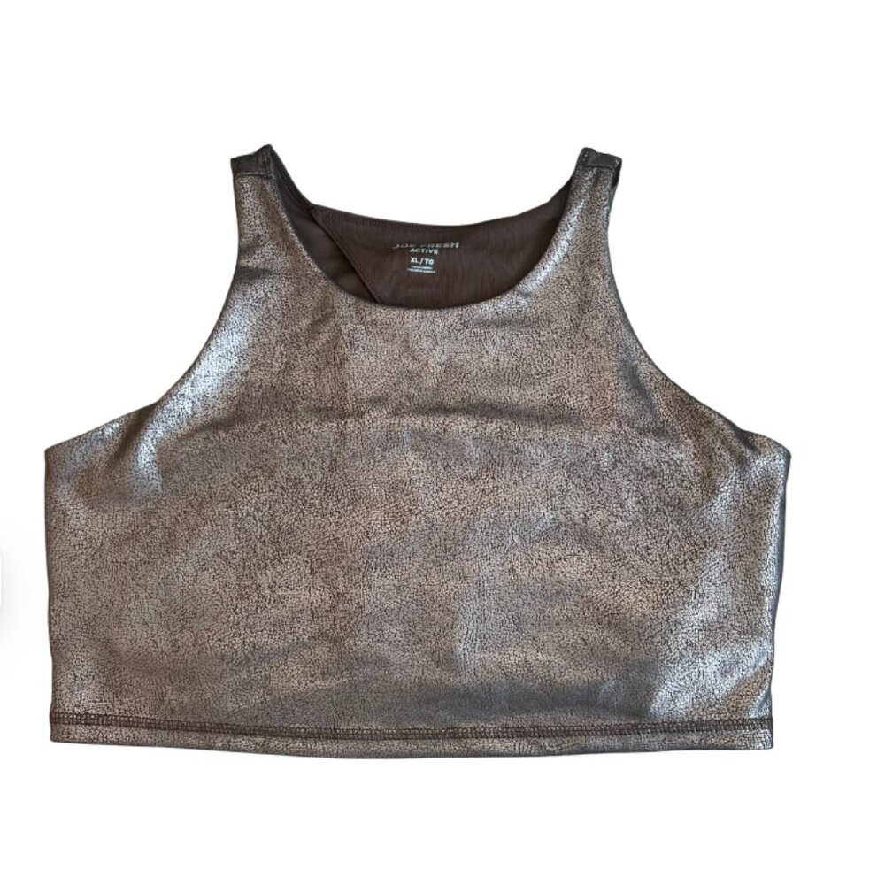 JOE FRESH Crop Active Top / Activewear / x Sasha Exeter / Shiny / Brown / SizeXL